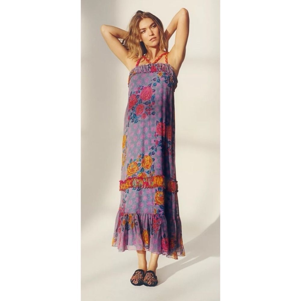 Anthropologie Anupamaa Coraline Silk Maxi Purple Dress Size S
